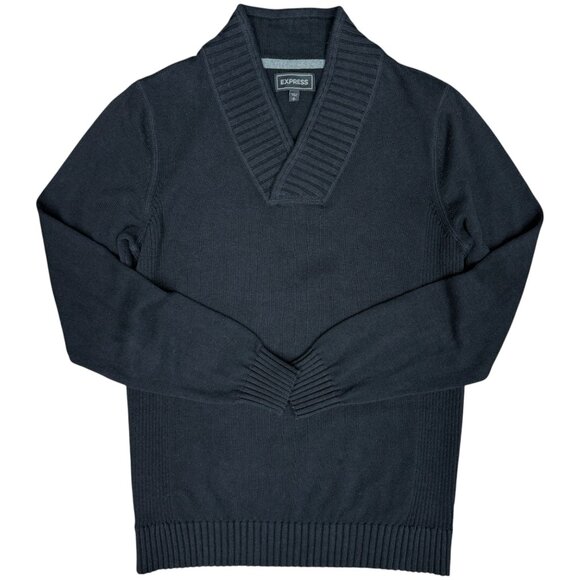 EUC Men's EXPRESS Shawl Neckline Black Sweater |‎ Size S - Picture 1 of 7